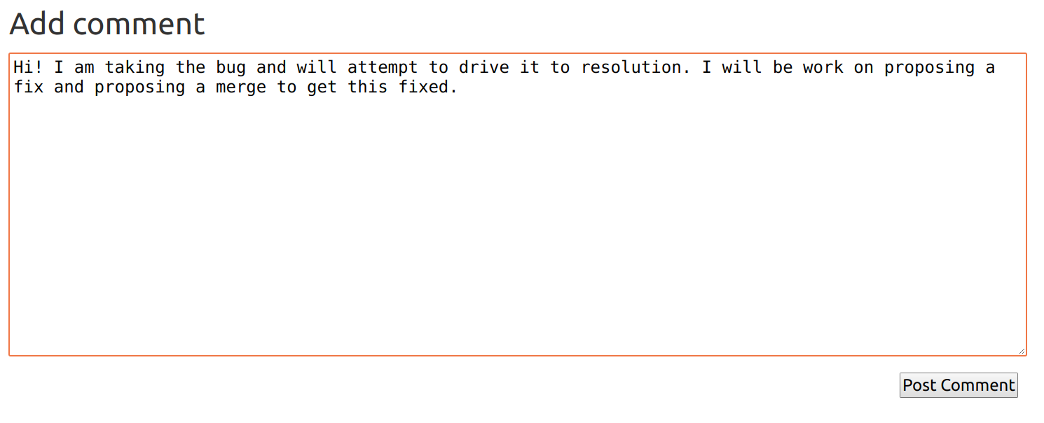 Comment Launchpad Bug